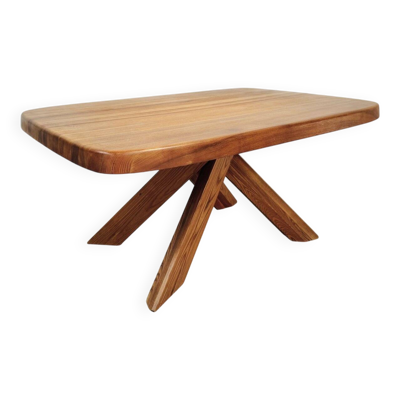 Table Aban T35C en orme, édition française ancienne, attribuée à Pierre Chapo, années 1970