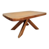 French early edition Aban T35C table in elm attributed to Pierre Chapo, 1970s