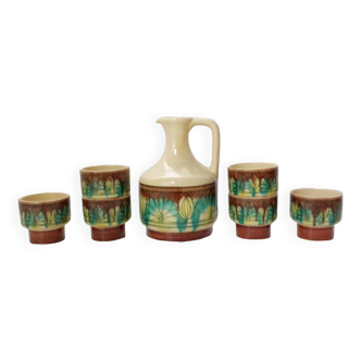 Pitcher service and 6 ceramic cups 1970