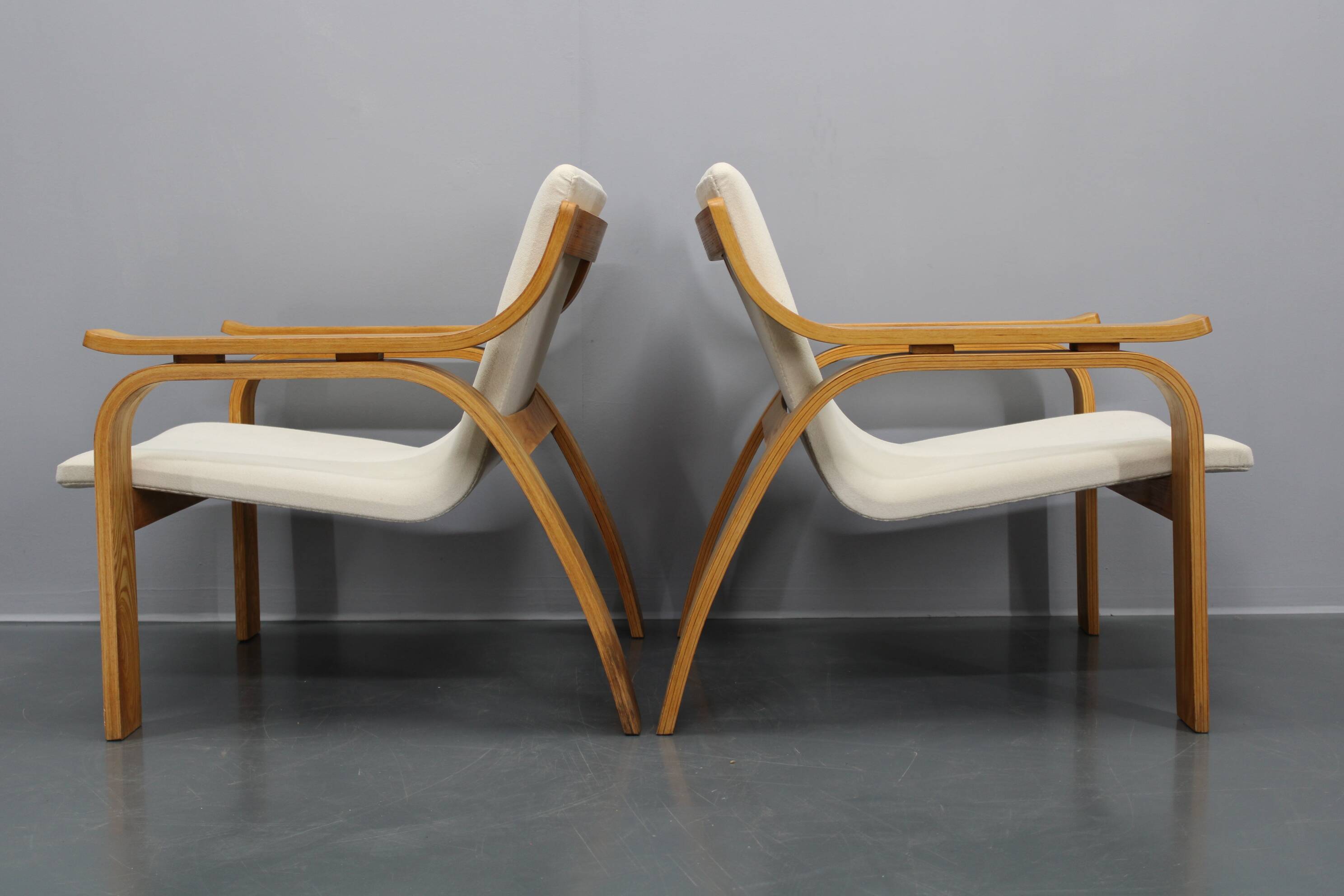 1970s Pair of Rare Restored Armchairs in the Style of Marco Zanuso, Czechoslovakia