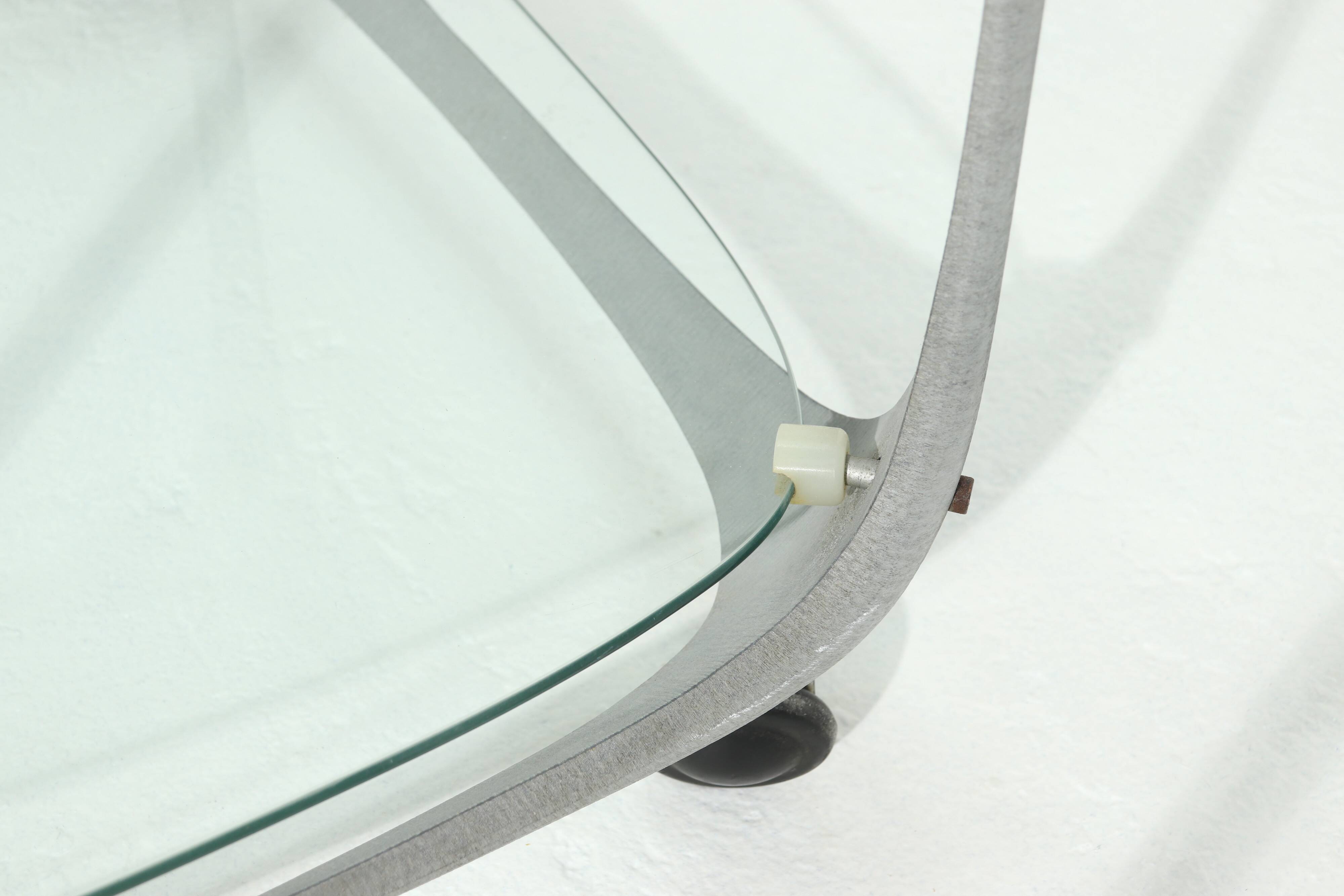 Italian Cast Aluminium Cube Bar Trolley by Lorenzo Burchiellaro 1970s