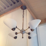 Appliques et lustre rétro laiton et plastique, années 60, France