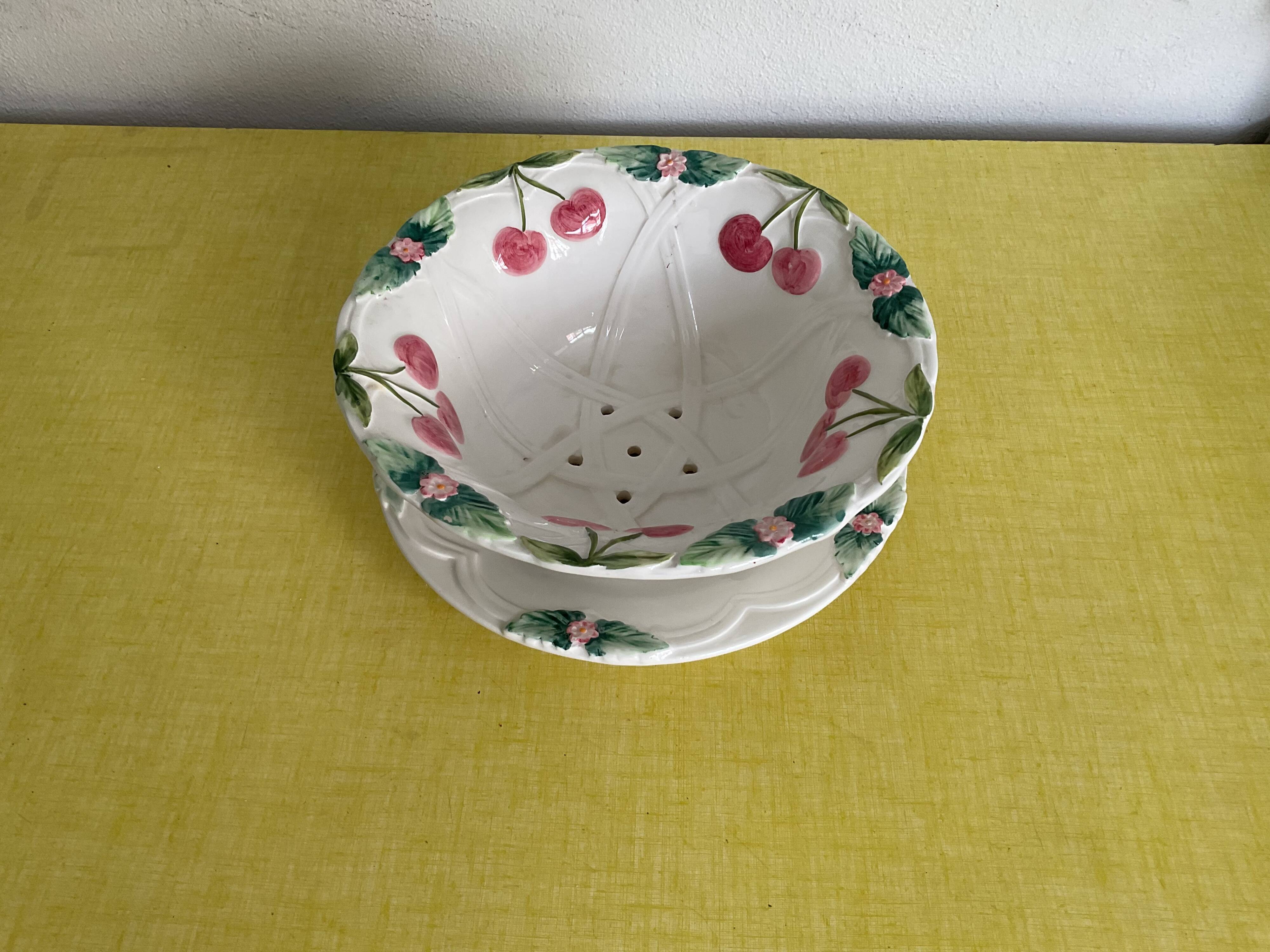 Égouttoir et plat barbotine céramique vintage