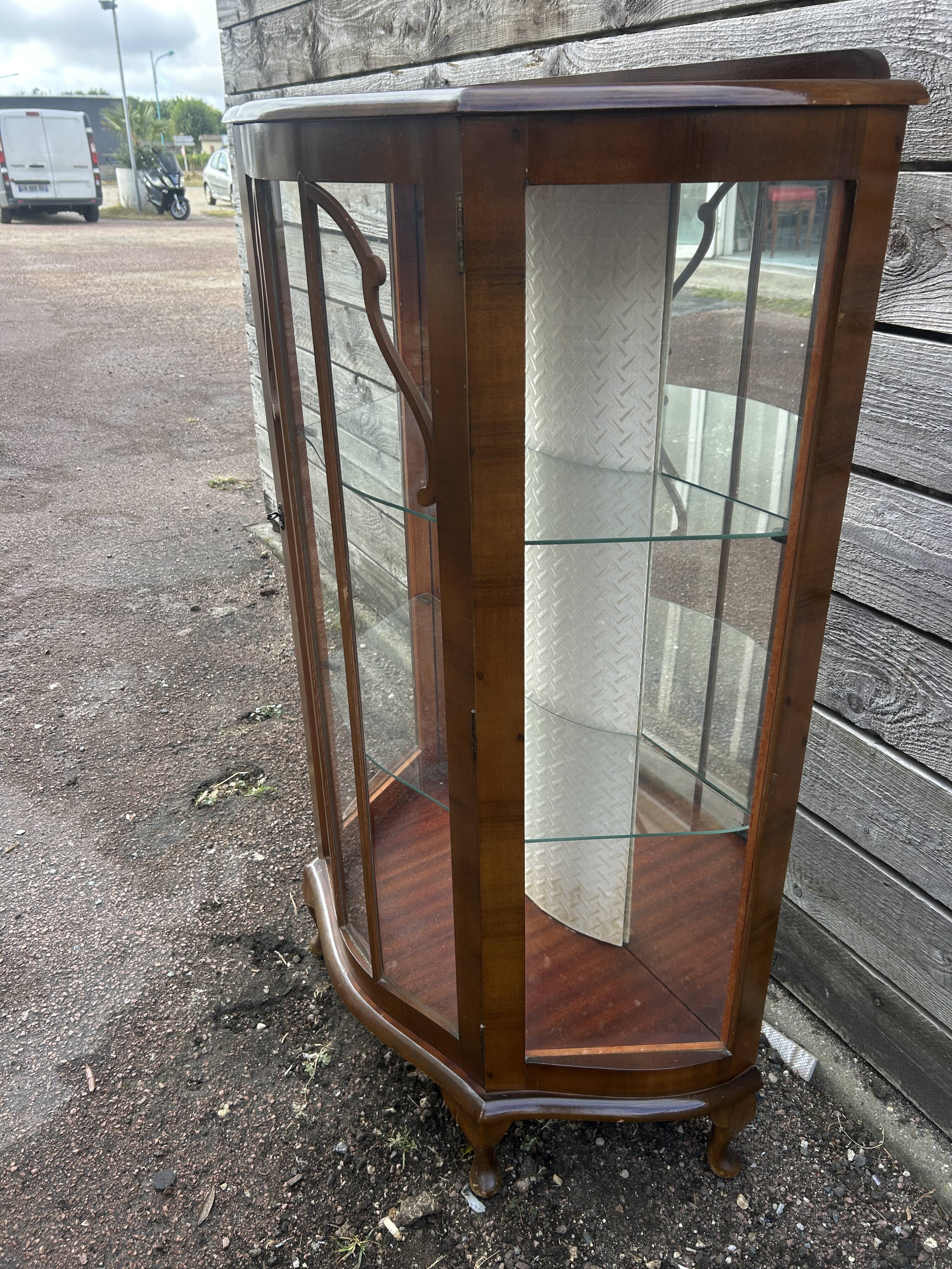 Vitrine demi-lune an acajou