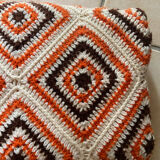 Orange and brown crochet throw