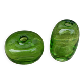 Vintage 1970 ensemble de 2 petits vases en verre soufflé vert