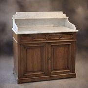 Antique wooden and white marble washstand – 2 doors / 2 drawers – approx. 100 x 55 x 98 cm