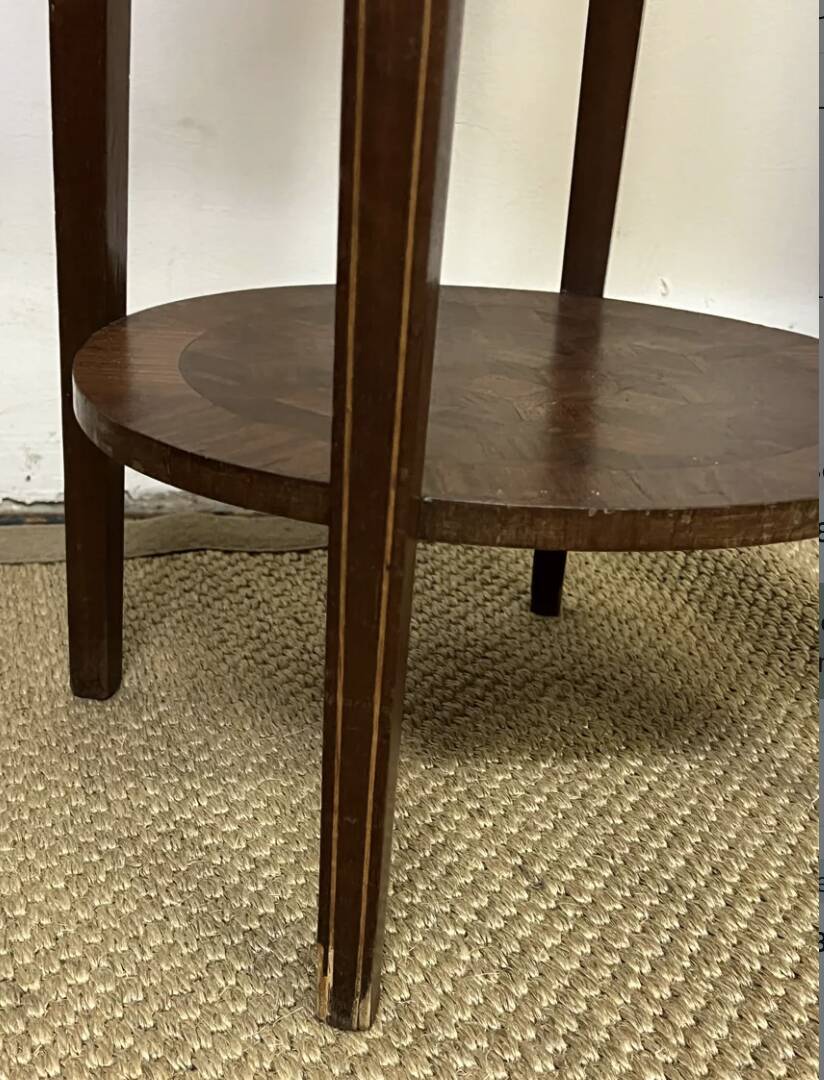 Round pedestal table / side table in wood marquetry