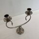 Silver Plated Pair Double Swan Candelabra Candleholders Sculptural 1970s