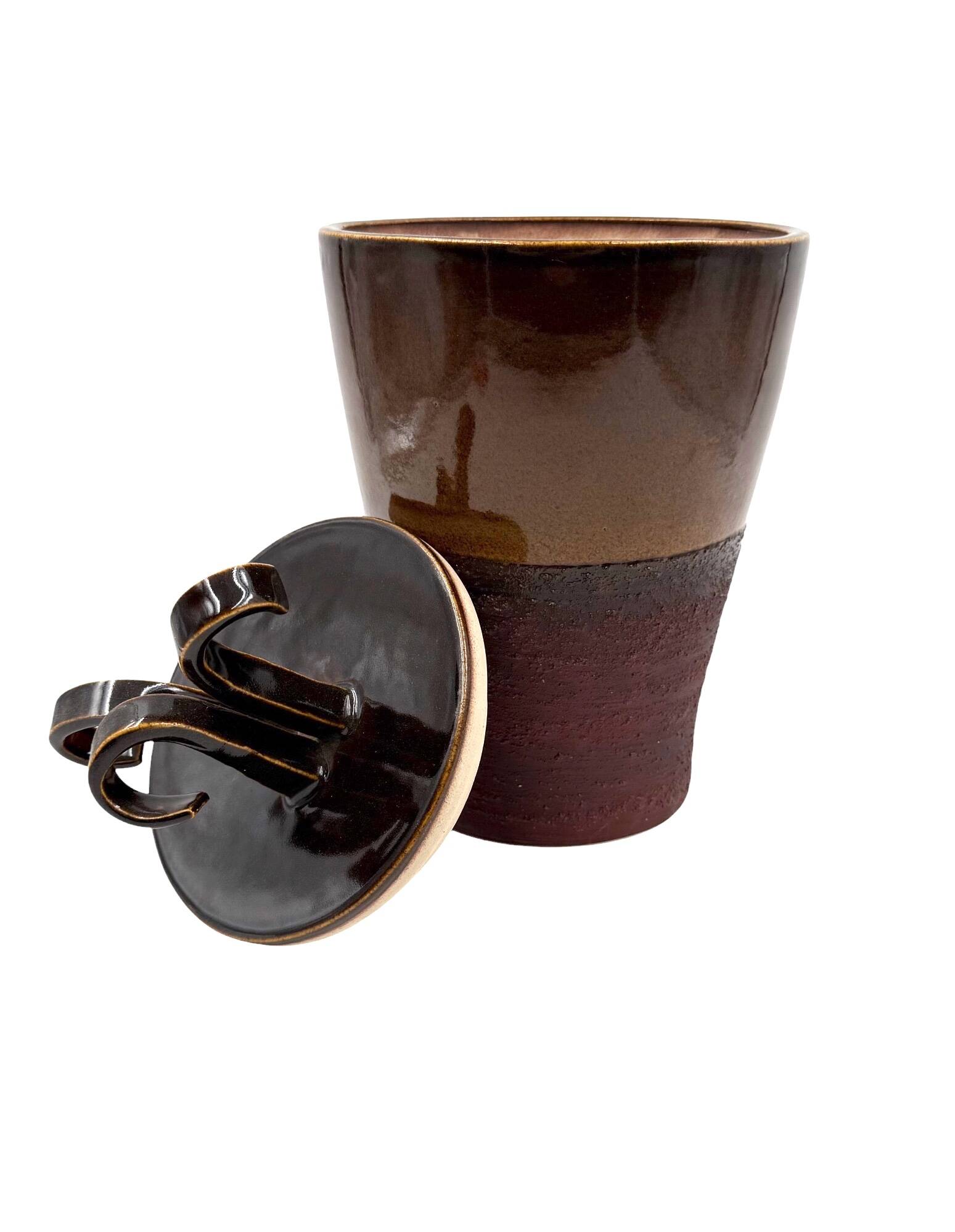 Mid-century Modern style brown artistic ceramic vase, Gabriele Bucci Italy