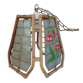 Vintage rattan and mother-of-pearl suspension