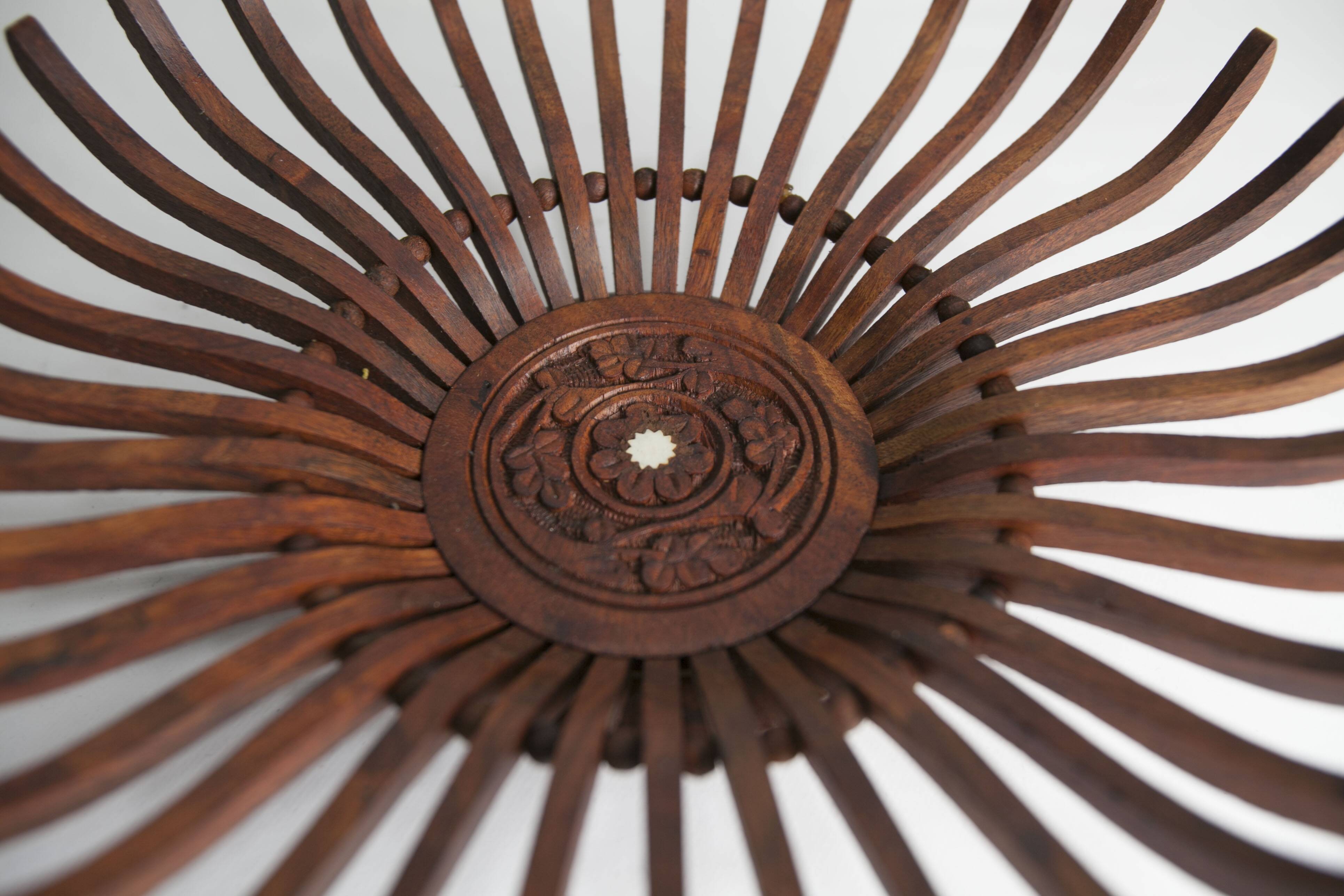 Handcrafted fruit dish 1960 solid wood unique piece