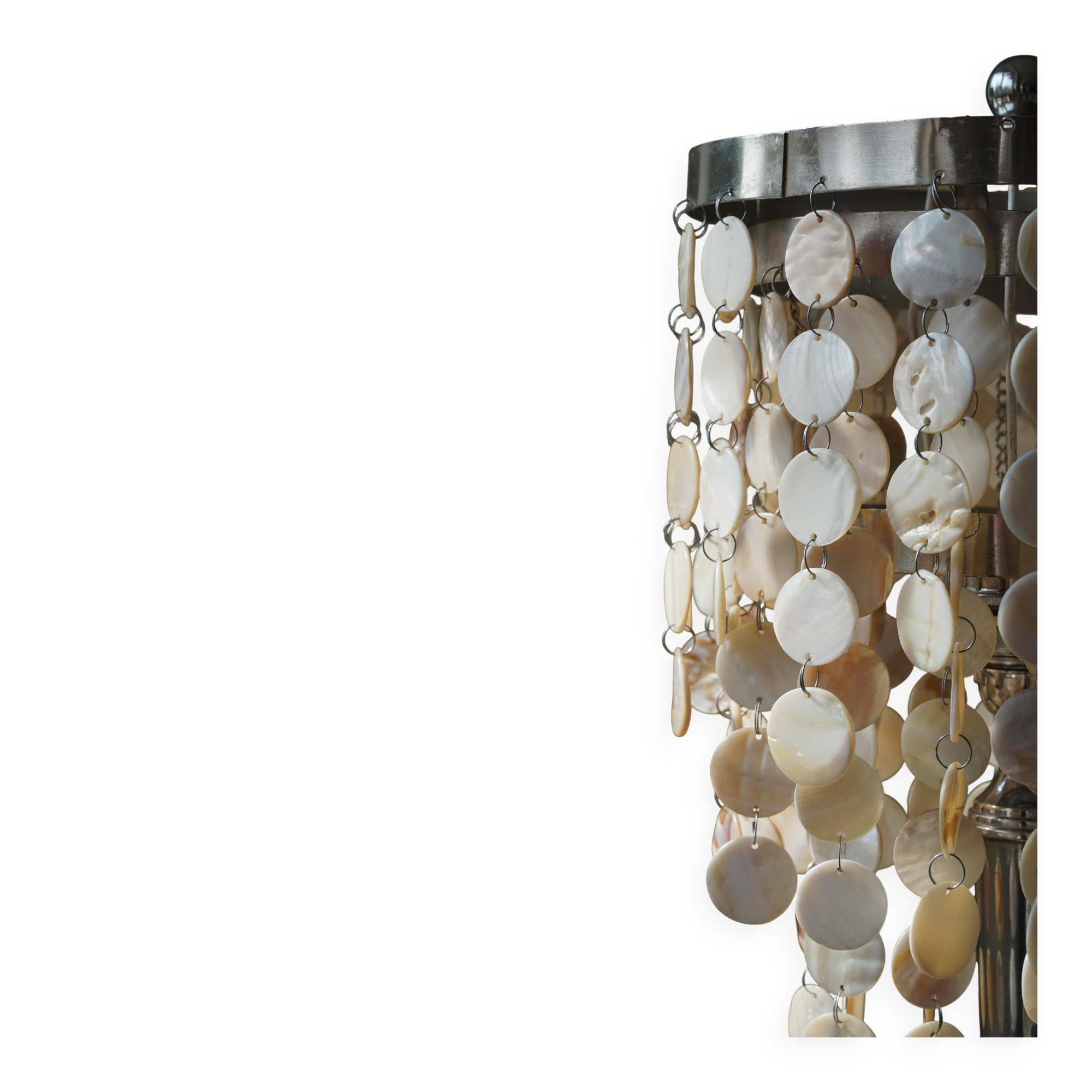 Art Deco table lamp with a mother-of-pearl top and Funkis-style frame.