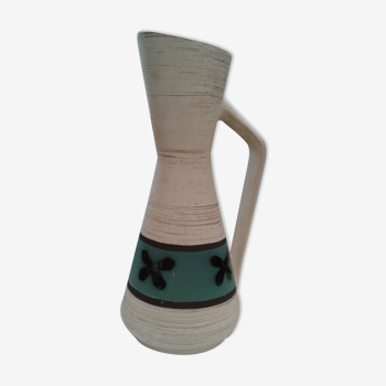 Enamelled ceramic pourer, duck blue décor