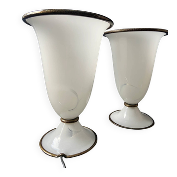 Pair of large table lamps Barovier & Toso Primavera, Italy, 1970s
