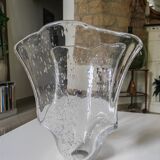 Bubbled glass handkerchief vase
