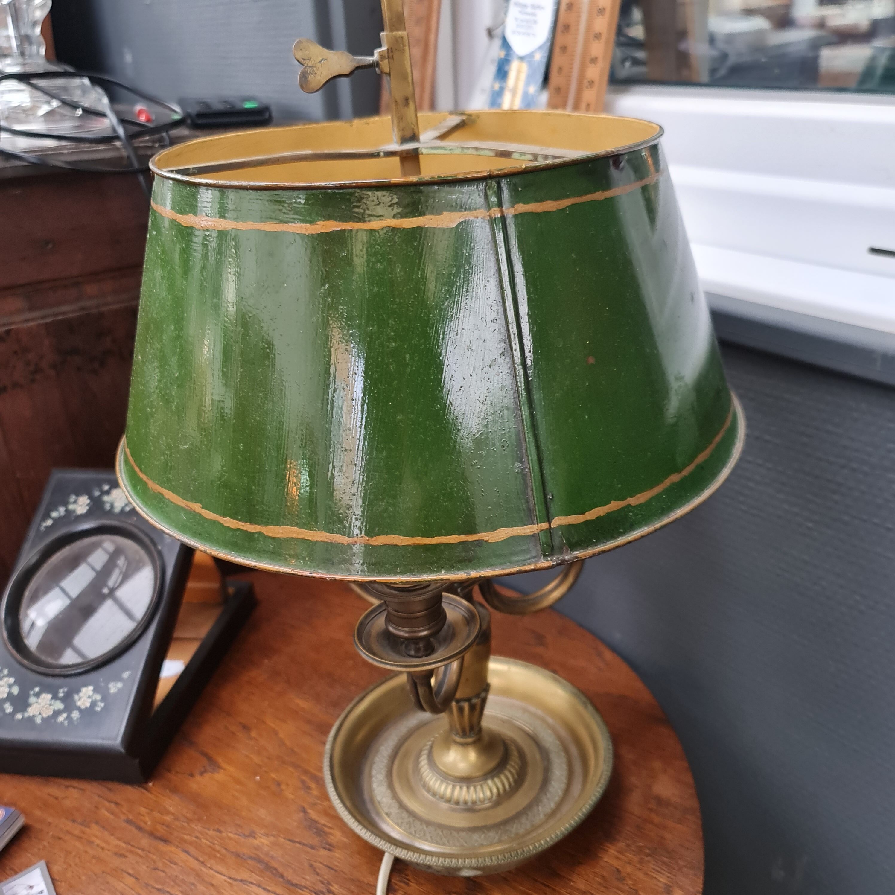 Old lamp hot water bottle bronze and sheet metal three fires