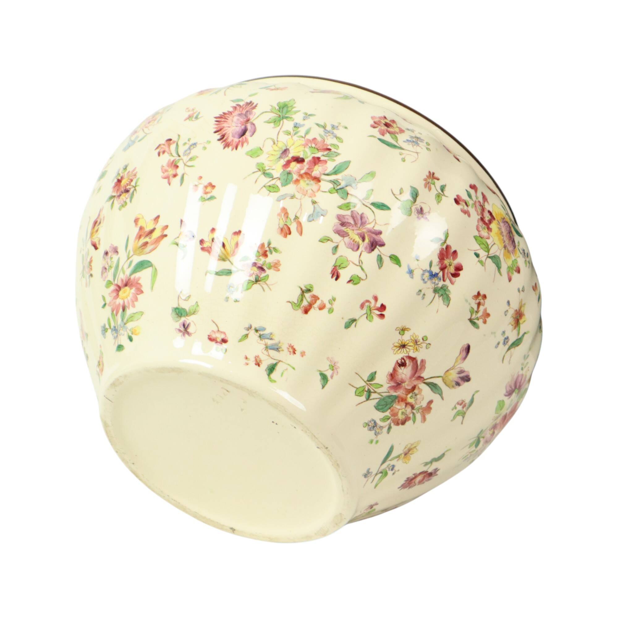 Large Polychrome Flower Pot Cache Pot Longchamp France 36cm