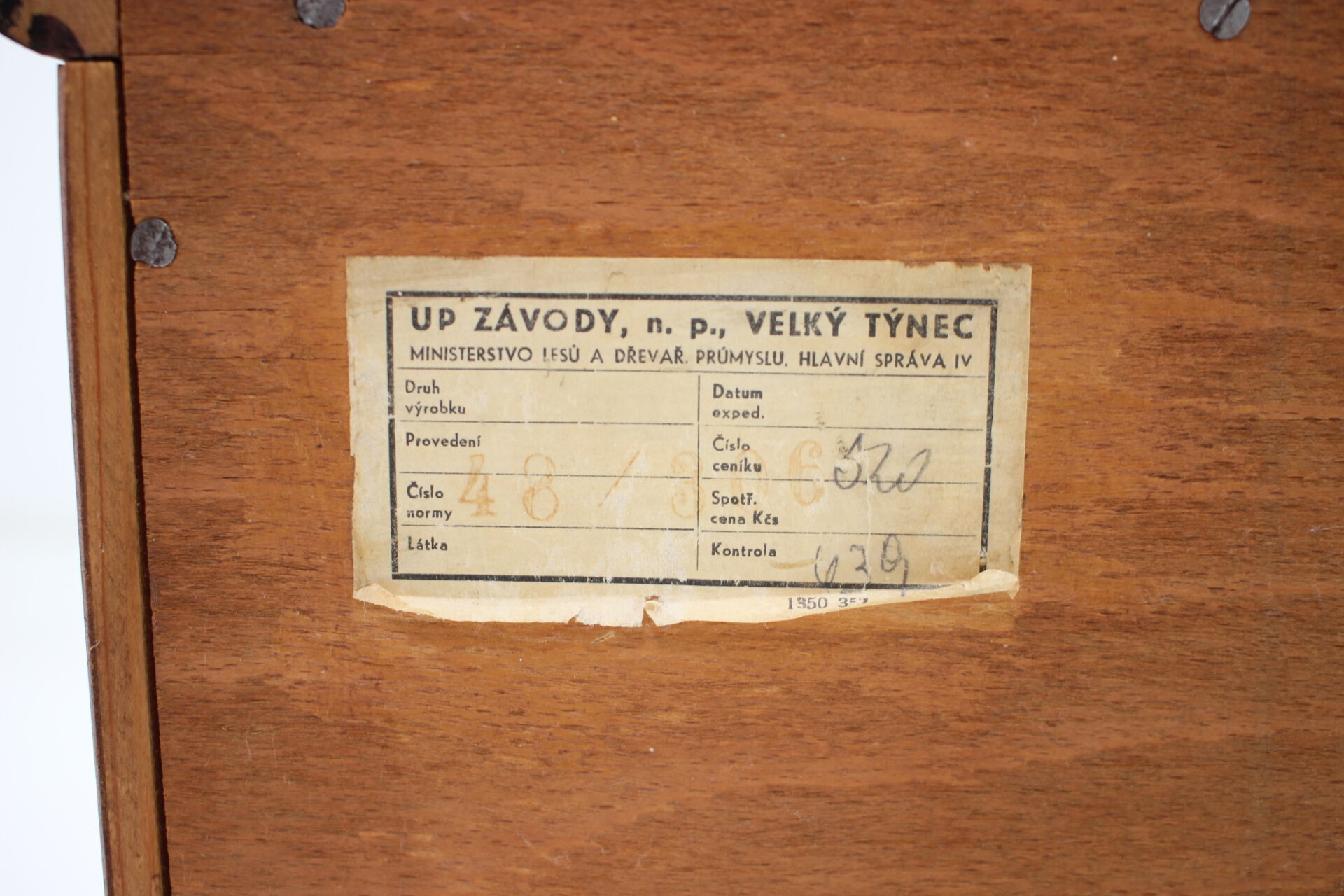 Buffet Jindřicha Halabaly pro UP Závody, Čs