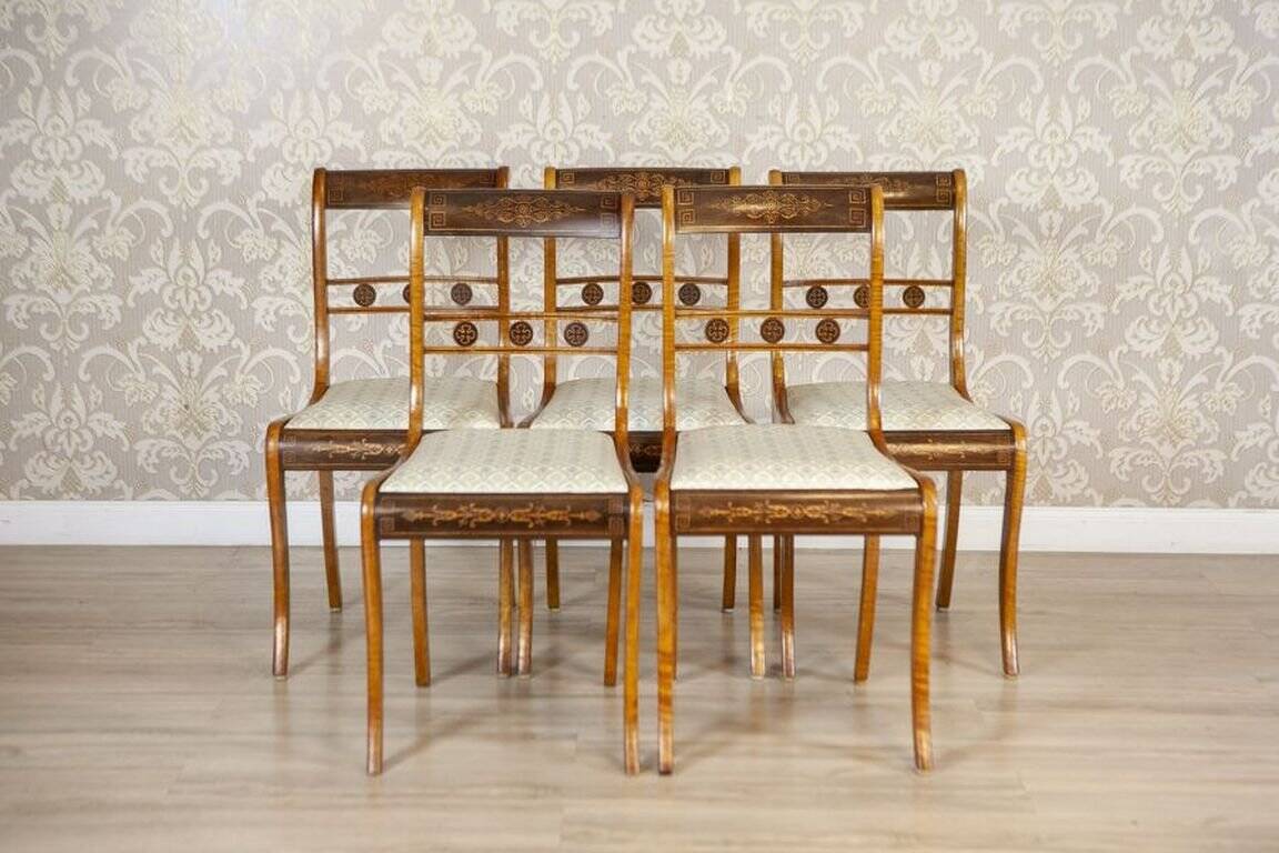 19th Century English Chairs in Sheraton Style, Set of 5