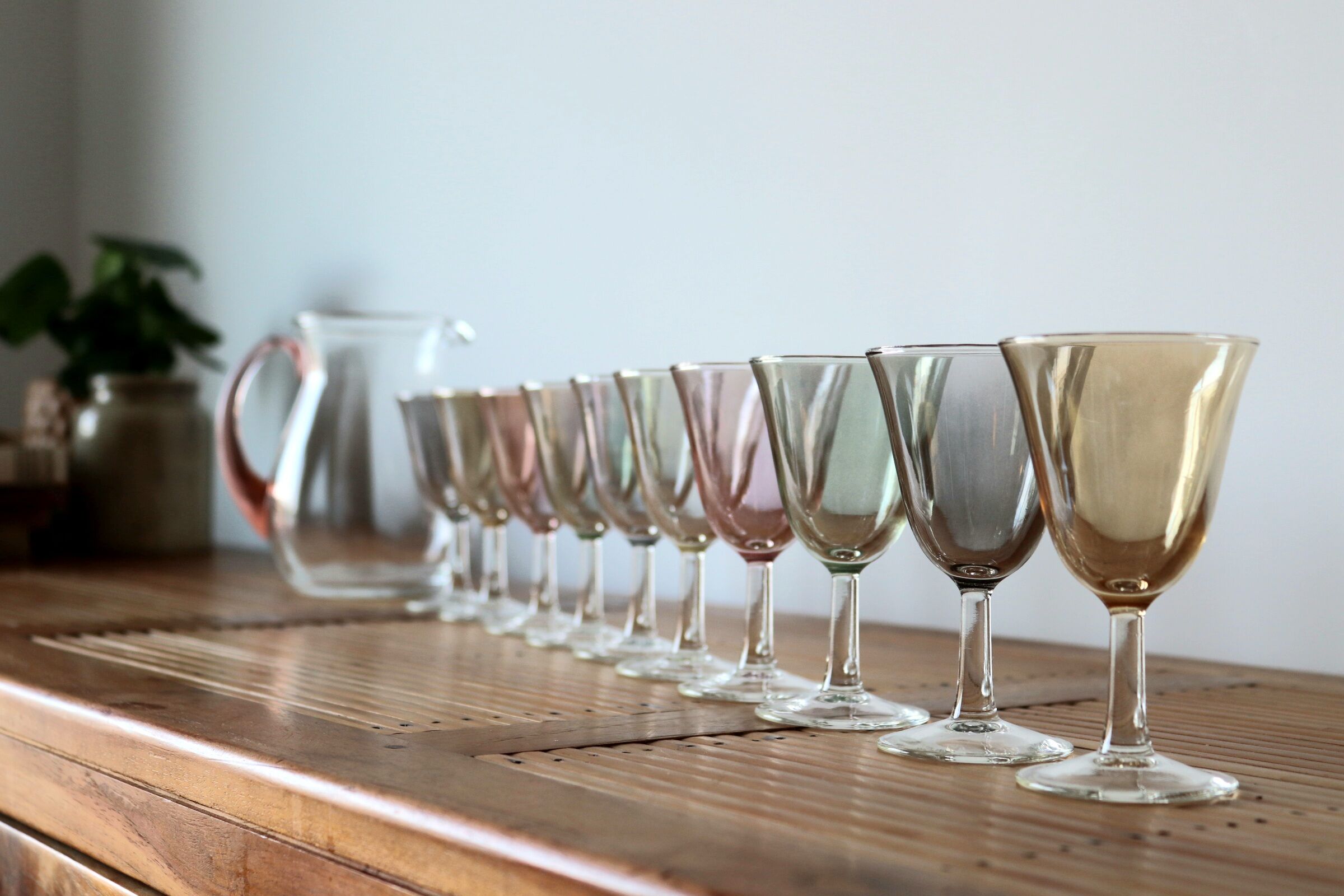 10 foot glasses and a glass pitcher