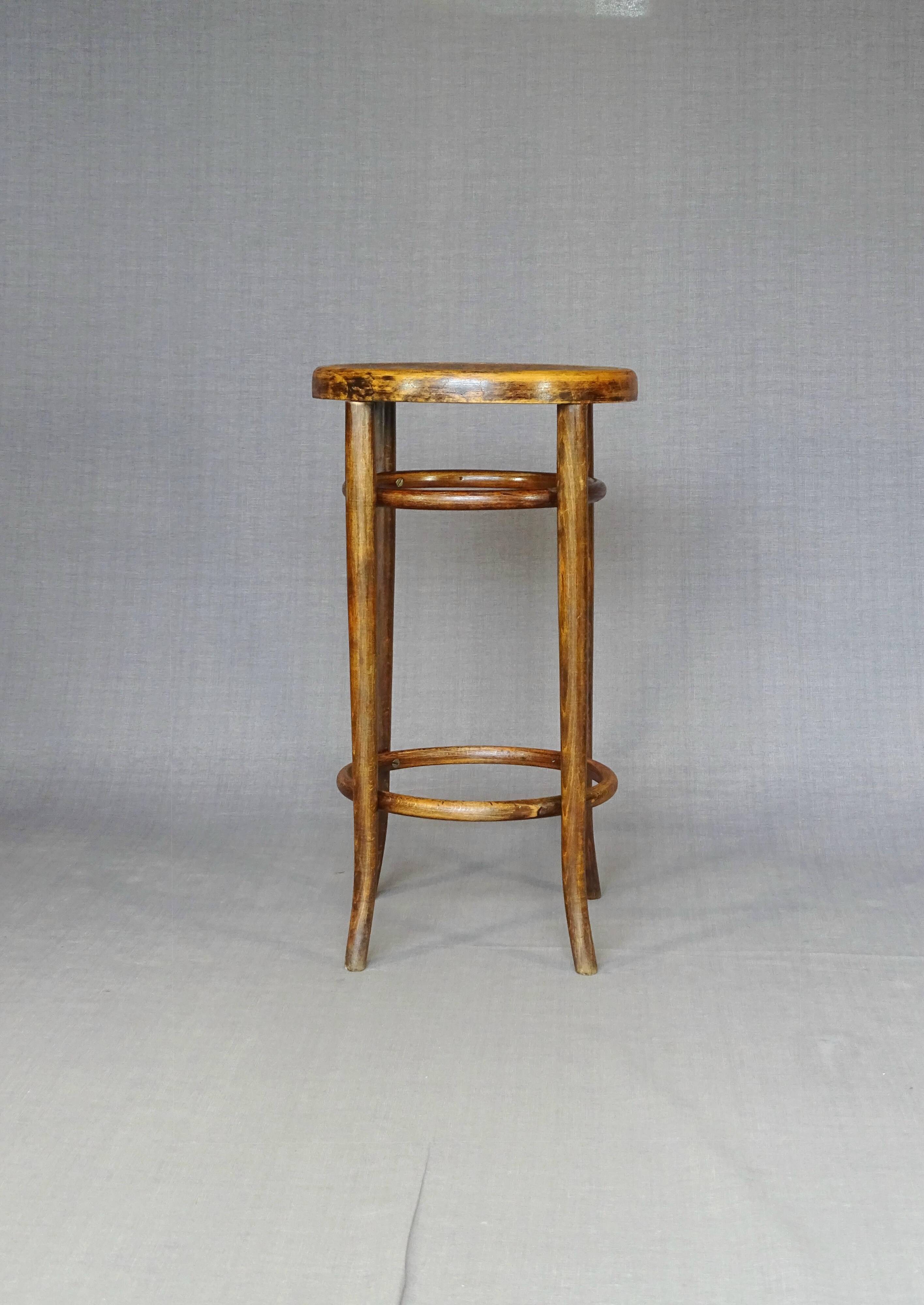 Fischel Stool No. 34 T from 1925, wooden seat - Bistro - not Thonet