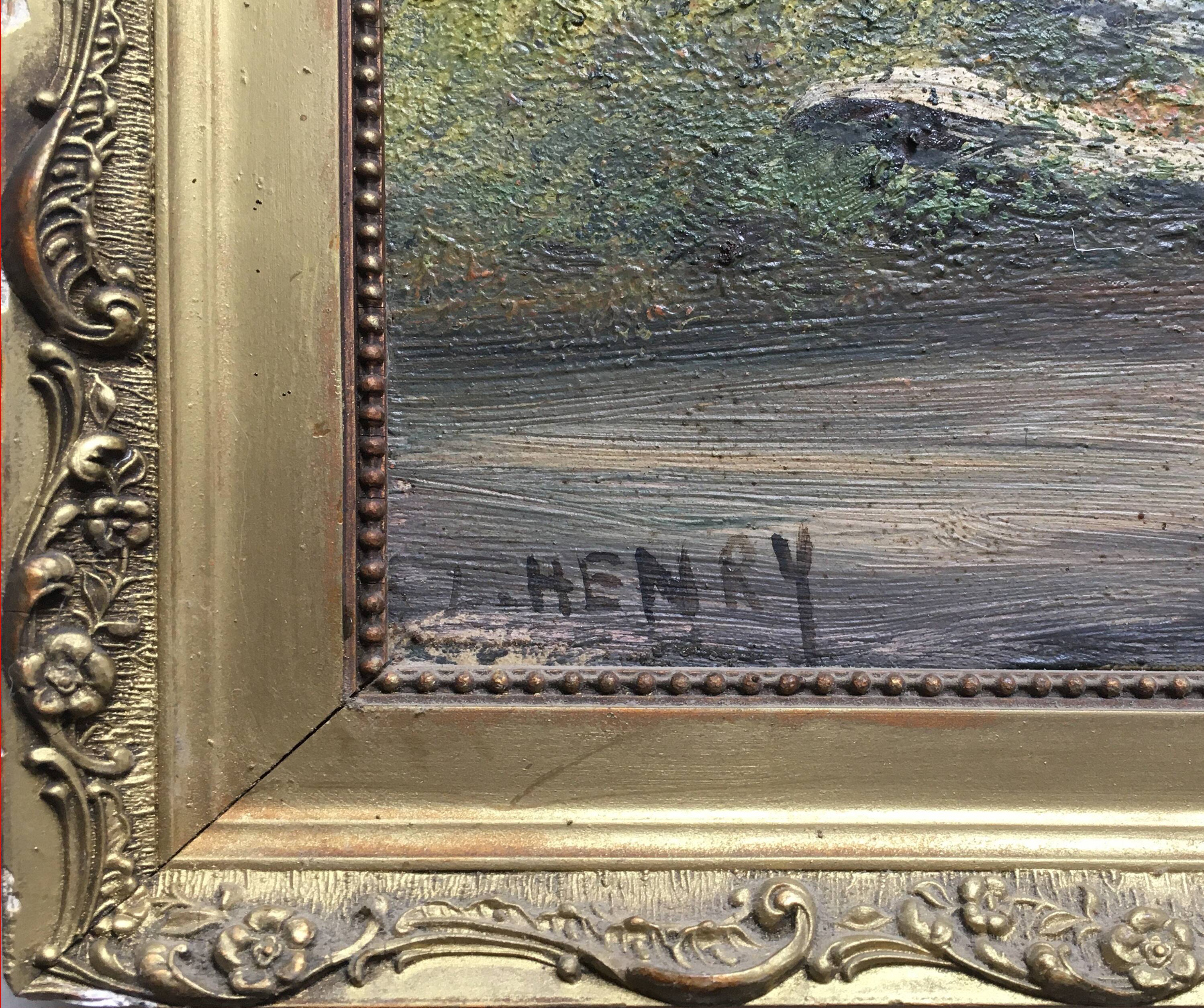 Tableaux HST "Paysages Barbizon" XIX° siècle par L. Henry + cadre