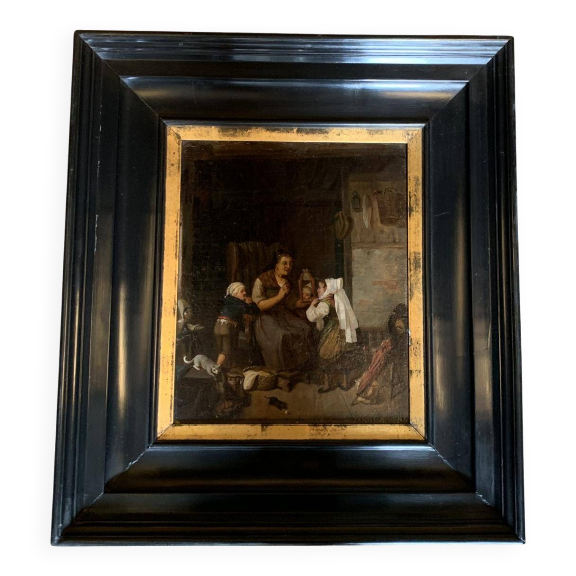 Oil on canvas, interior scene