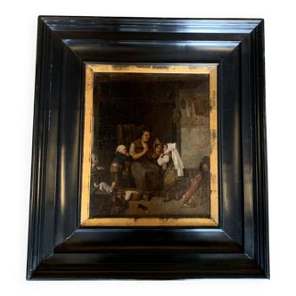 Oil on canvas, interior scene