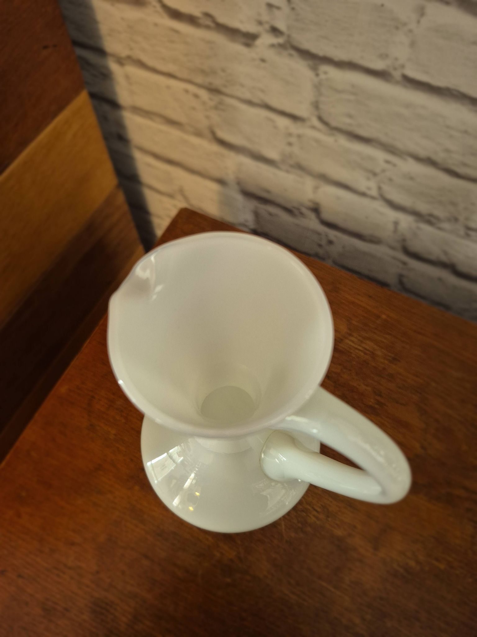 Vintage white opaline amphora vase