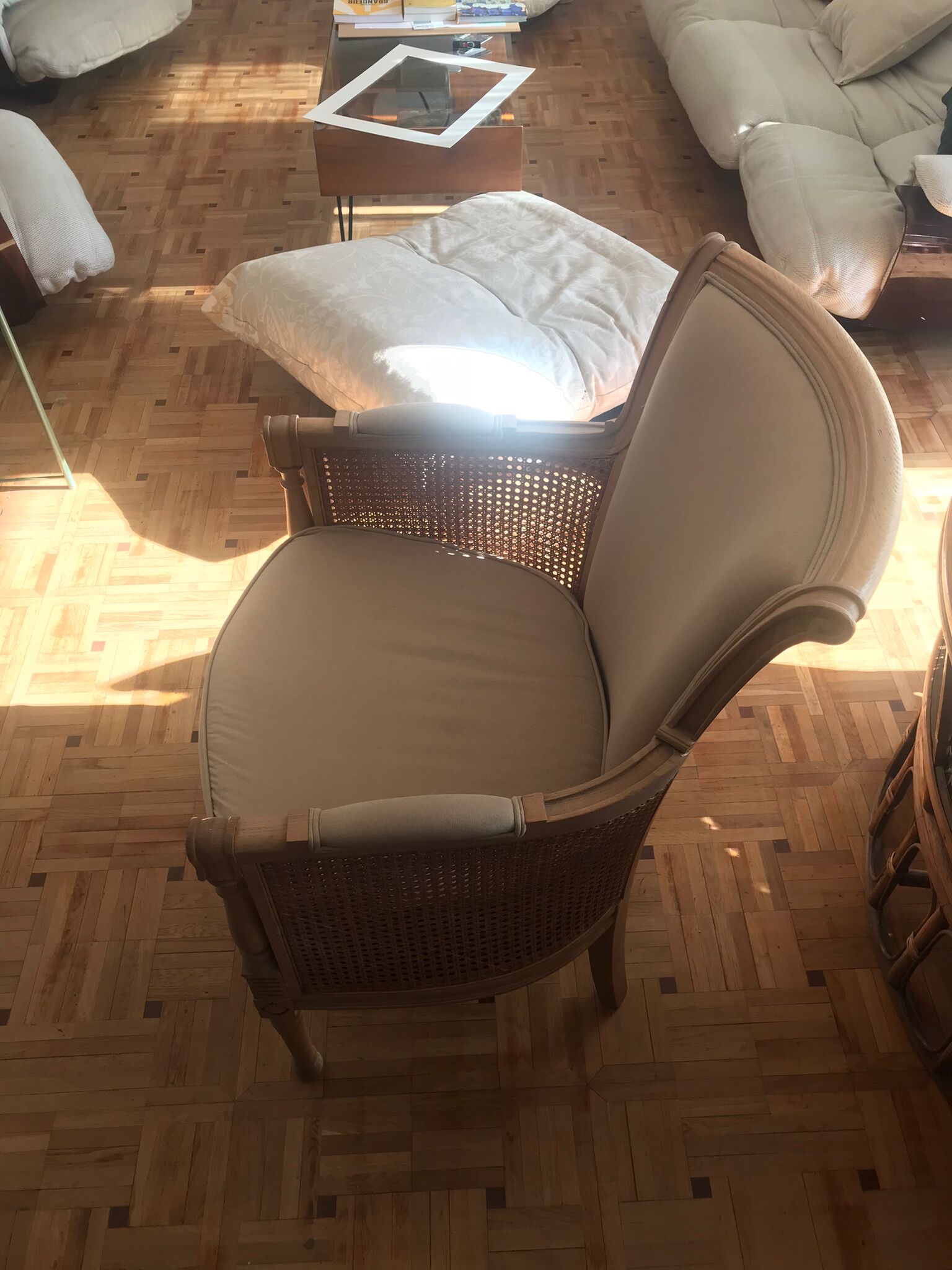 Wicker fauteil, beige