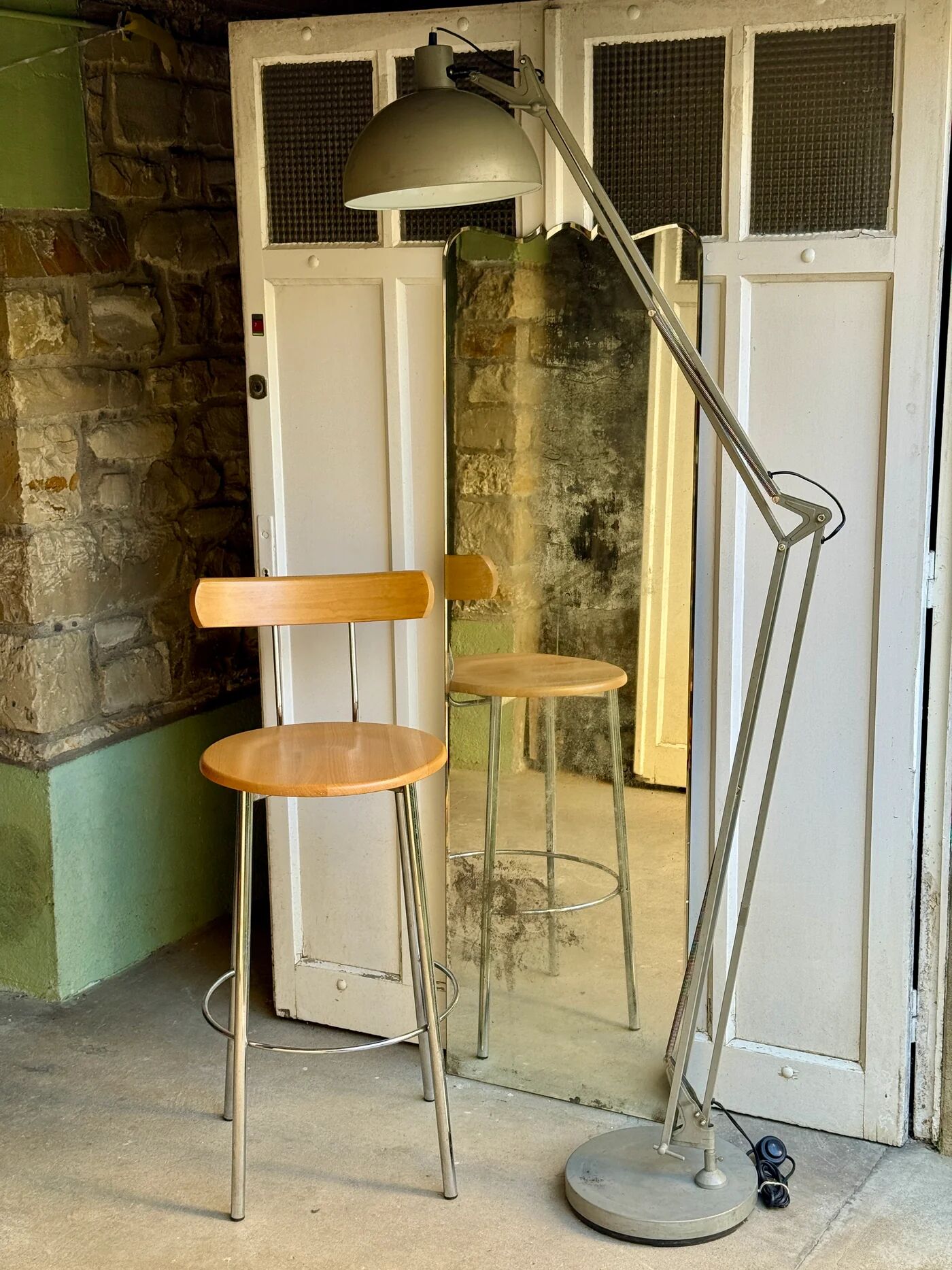 Grey metal floor lamp - industrial style