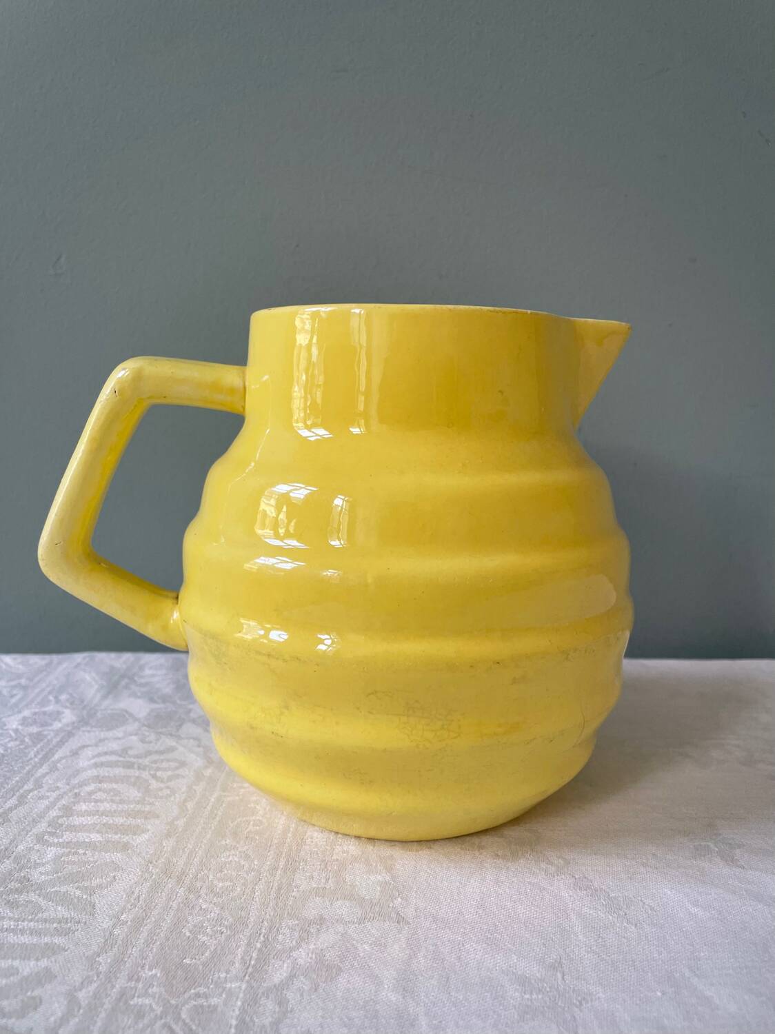 Old yellow pitcher Ste Amandinoise St Amand