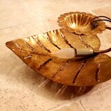 Pair of golden leaf wall light from the 70s