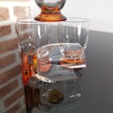 4 verres digestif/shooter  soufflés 1930 cotes vénitiennes et pieds ambre art-déco