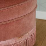 Powder pink fireside chair with fringes
