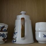 Théière et ses tasses à thé en grès à motif japonisant