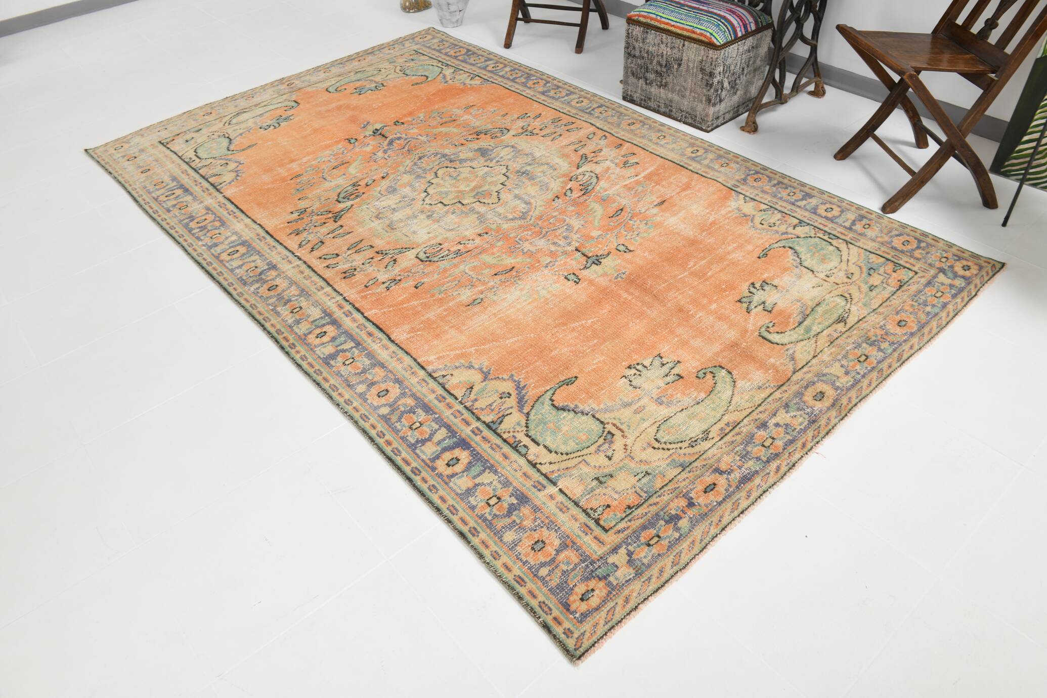 6x10 Paste Orange Classic Vintage Rug, 180x300Cm SK 3476