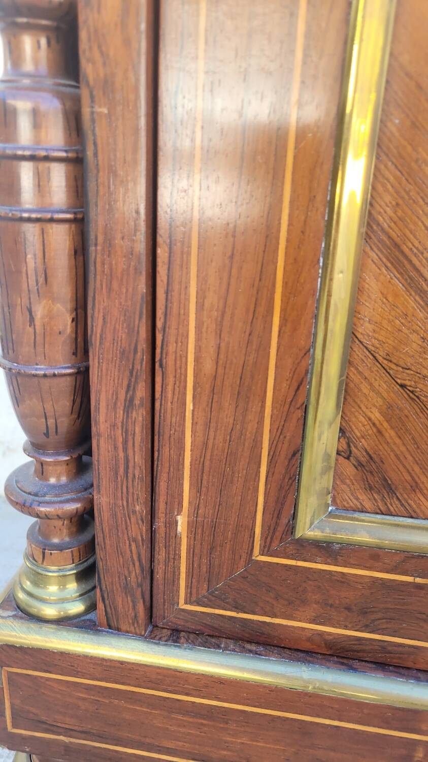 Napoleon III sideboard in floral marquetry and marble 19th century