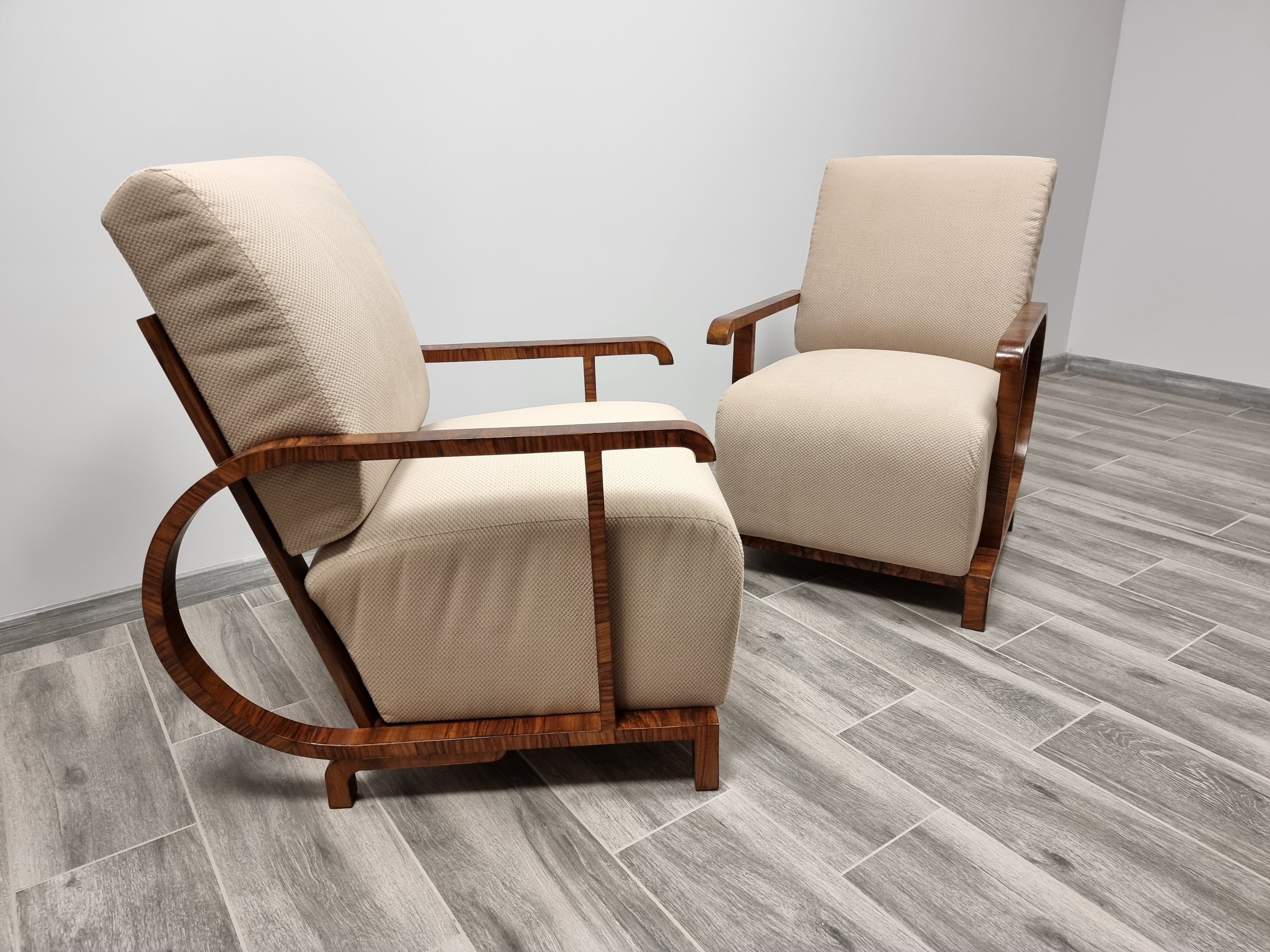 Pair of restored art deco armchairs
