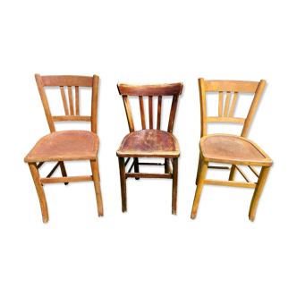 3 chaises bistrot dépareillées
