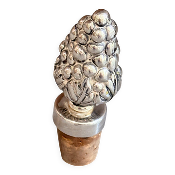 Vintage Sterling Silver Pinecone Wine Bottle Stopper Luxury Barware Accent Home