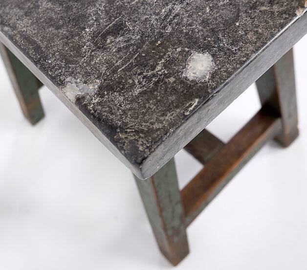 Industrial Console/table bluestone top and green weathered wood