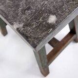 Industrial Console/table bluestone top and green weathered wood