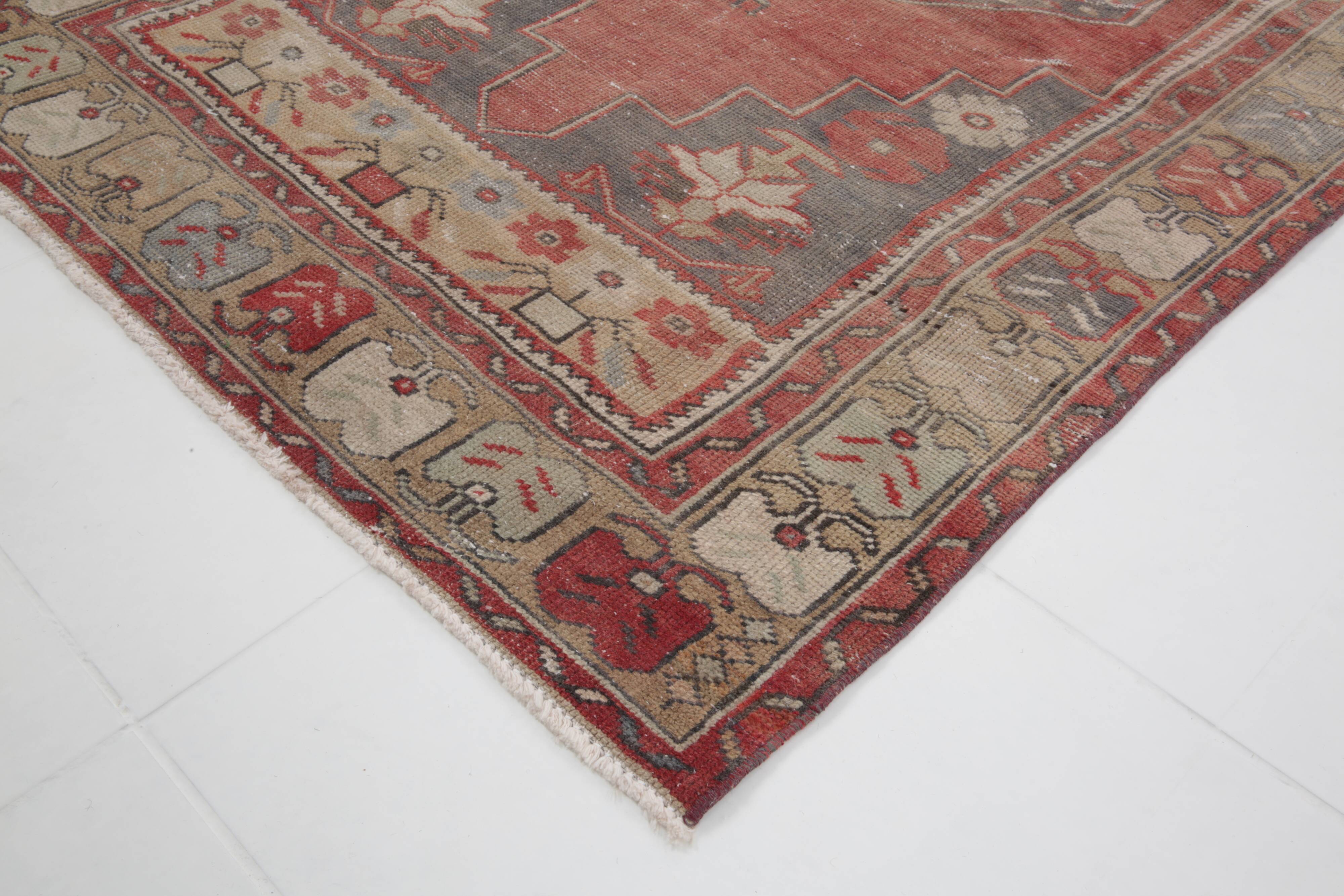4x9 Rug For Entrway Red Classic Oriental Vintage Rug, 111x263Cm SK 3884