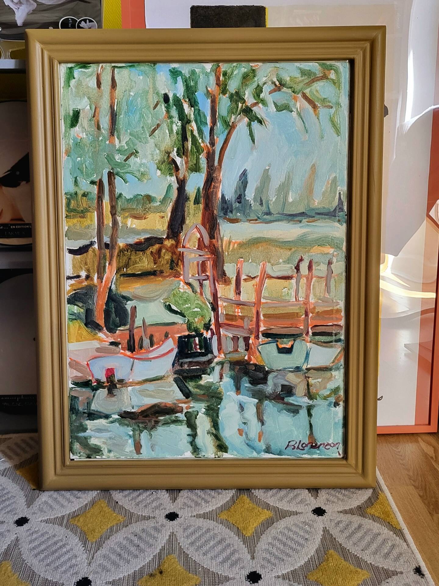 Vintage oil on canvas signed - Framed landscape of Vécétie