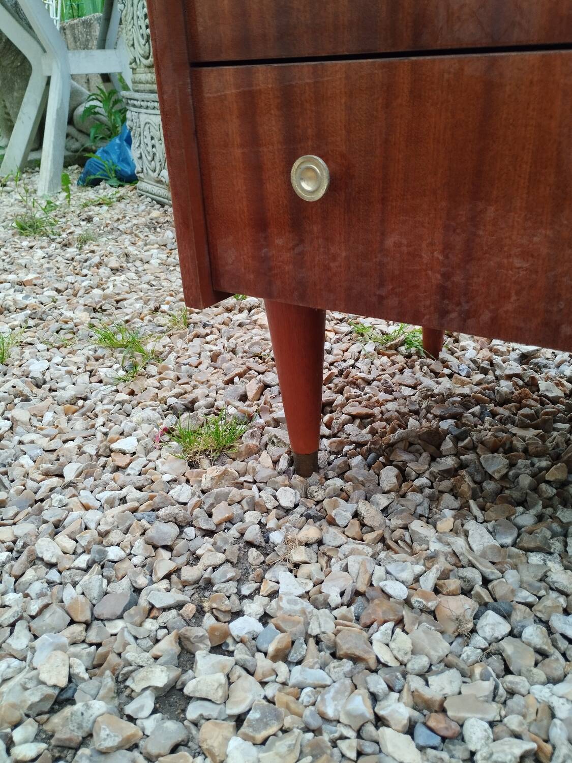 Old vintage chest of drawers with compass foot
