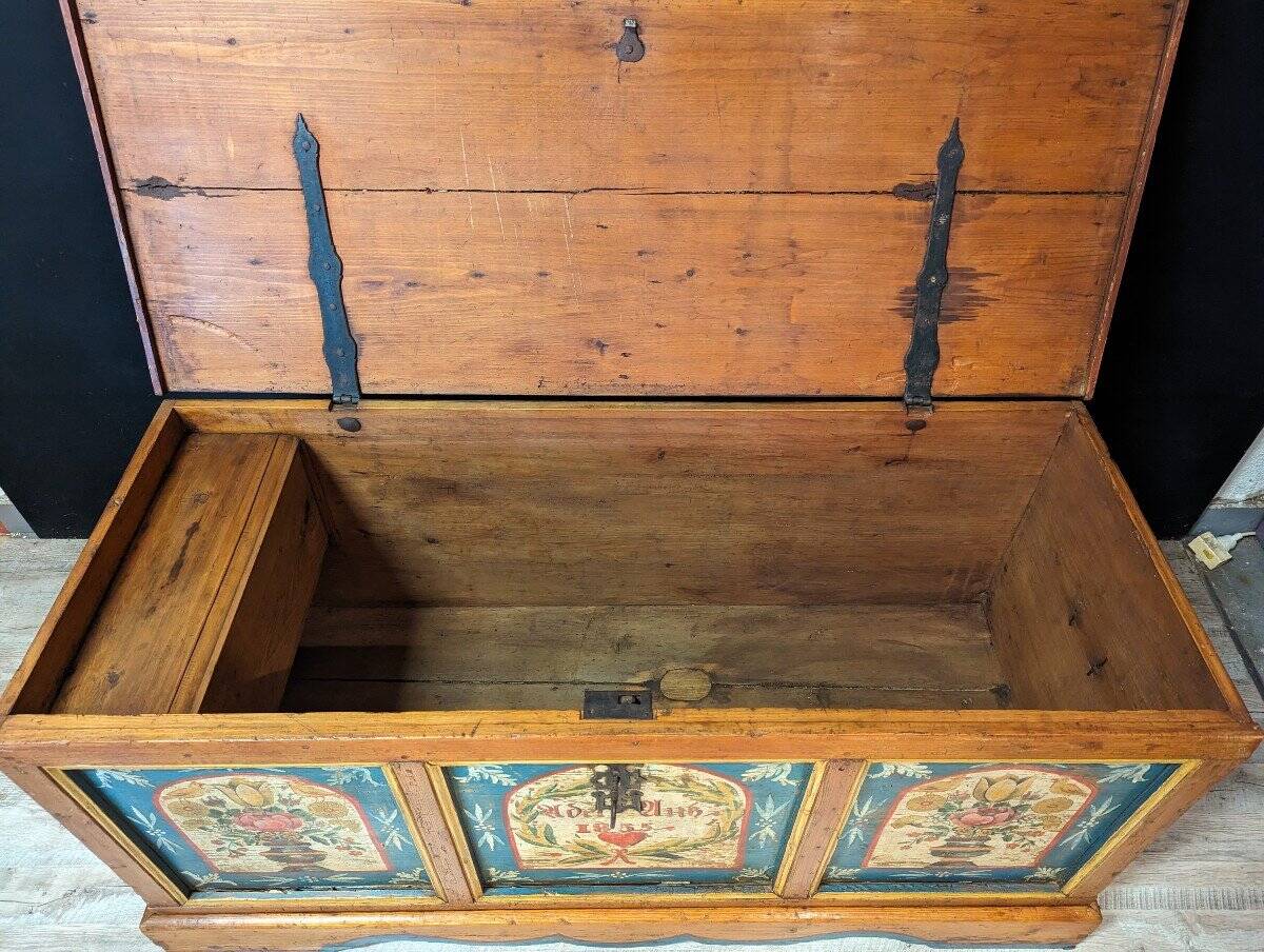 Tyrolean Wedding Chest Painted and Dated 1855