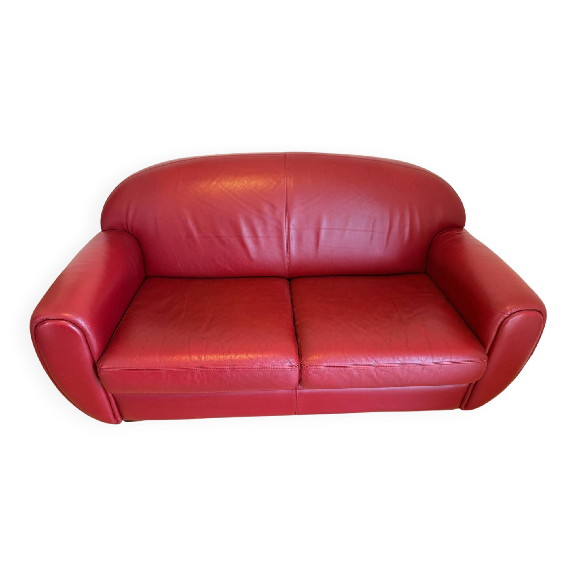 Red leather Sufren 2-seater sofa