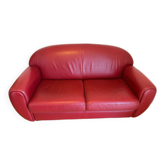 Red leather Sufren 2-seater sofa